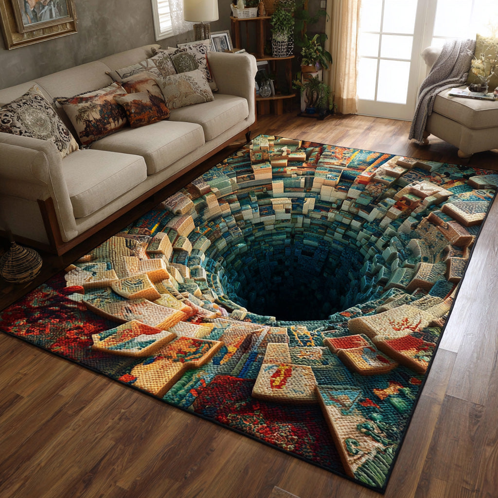 Tribal Vortex area rug in a living room