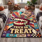 Trick Or Treat Bite area rug in a living room