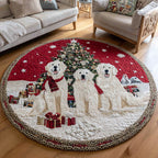 Trio Great Pyrenees Round Mat Rug - washable non-slip printed rug
