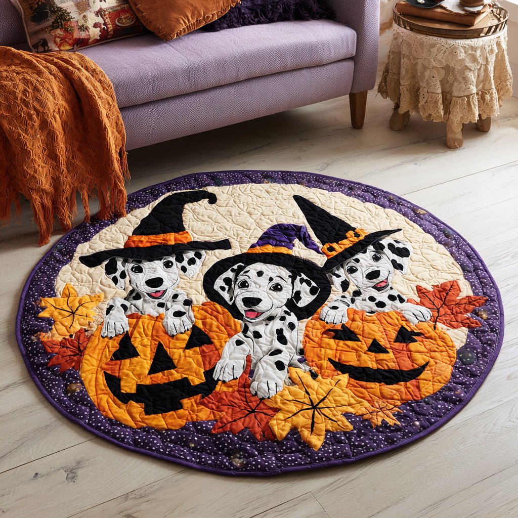 Triple Dalmatian Treat Round Mat Rug - washable non-slip printed rug