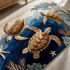 Triplet Tides area rug in a living room