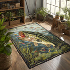 Trophy Catch area rug in a living room