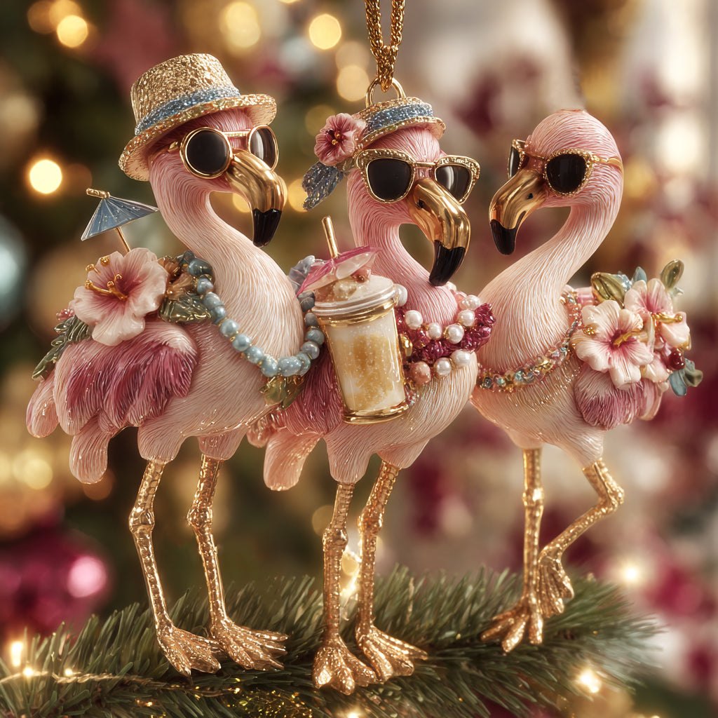Tropical Flamingo Christmas Ornament