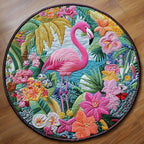 Tropical Bliss Round Mat Rug - washable non-slip printed rug