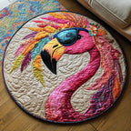 Tropical Flamingos Round Mat Rug - washable non-slip printed rug