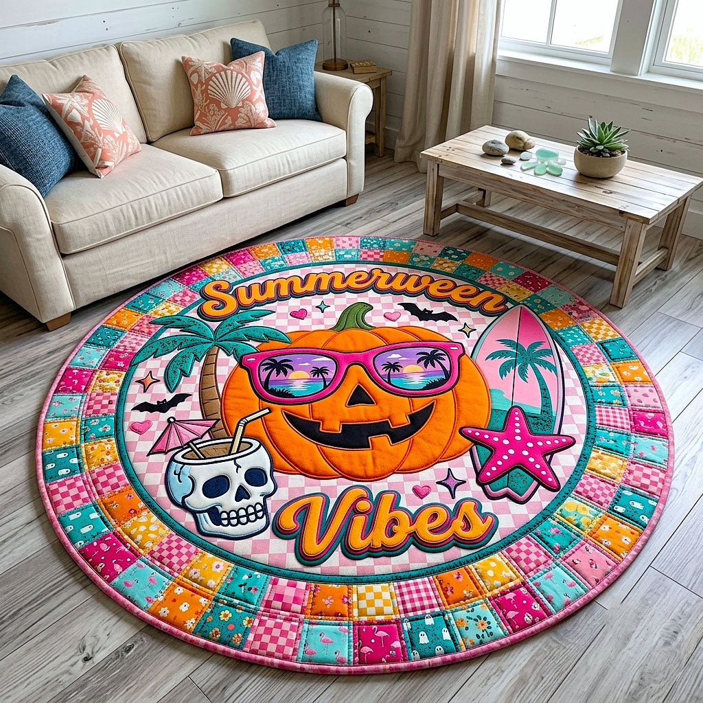 Tropical Haunt (Design 4) Round Mat Rug - washable non-slip printed rug