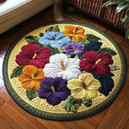 Tropical Hibiscus Dreams Round Mat Rug - washable non-slip printed rug