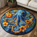 Tropical Hug Round Mat Rug - washable non-slip printed rug