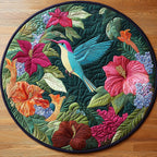 Tropical Hummingbird Round Mat Rug - washable non-slip printed rug