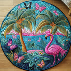 Tropical Paradise Round Mat Rug - washable non-slip printed rug
