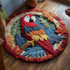 Tropical Parrot Round Mat Rug - washable non-slip printed rug