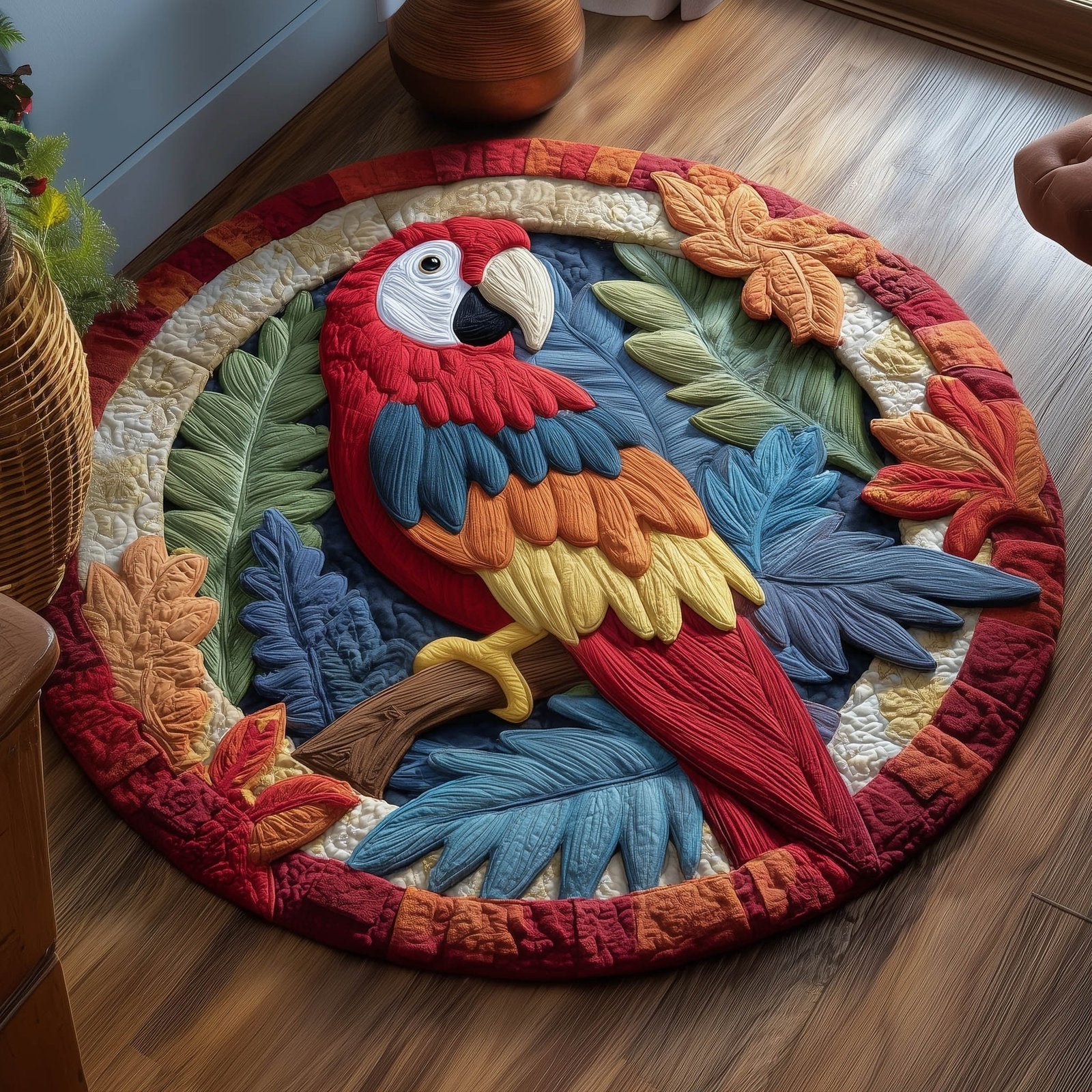 Tropical Parrot Round Mat Rug - Nature Design | Serene Home Decor