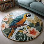 Tropical Parrot Round Mat Rug - Nature Design | Serene Home Decor