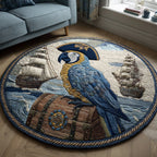 Tropical Pirate Parrot Round Mat Rug - washable non-slip printed rug