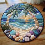 Tropical Sunset Round Mat Rug - washable non-slip printed rug