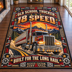 Trucker Life area rug in a living room