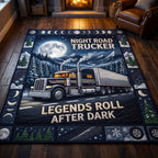 Trucker Life area rug in a living room