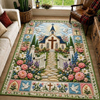 Trust God Always area rug in a living room