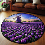 Tulip Daydreams Round Mat Rug - washable non-slip printed rug