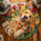 Tulip Joy Round Mat Rug - washable non-slip printed rug