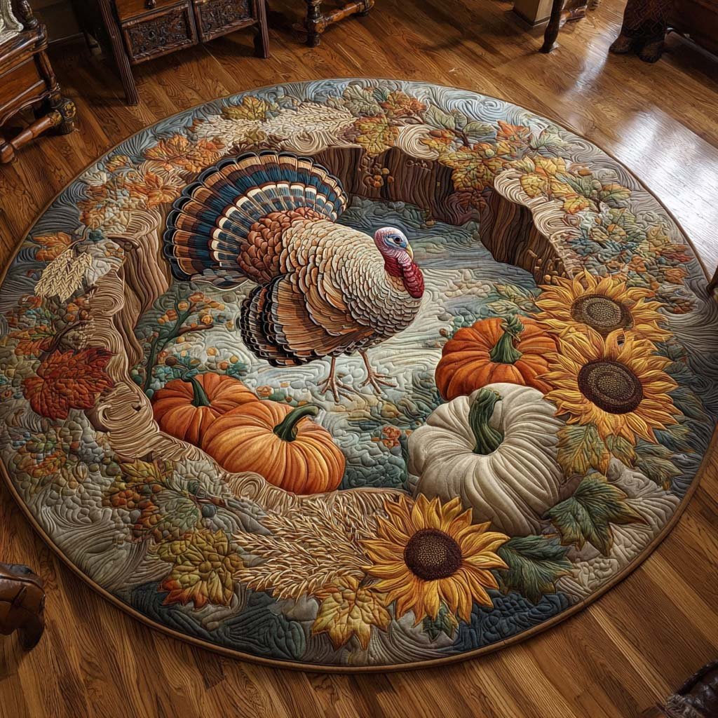 Turkey Harvest Round Mat Rug - Nature Design | Serene Home Decor