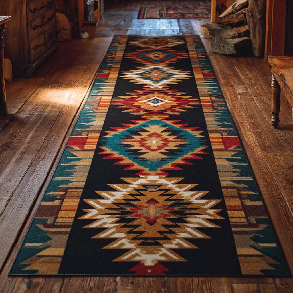 Turquoise Spirit Runner Carpet Runner Rug - Cute Pet Design | Animal Printed Runner Rug