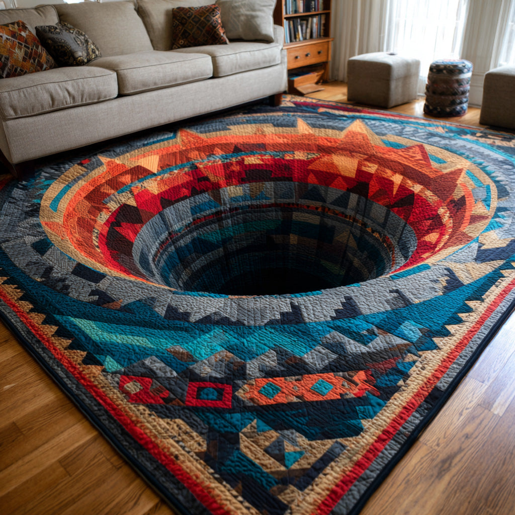 Turquoise Trail area rug in a living room