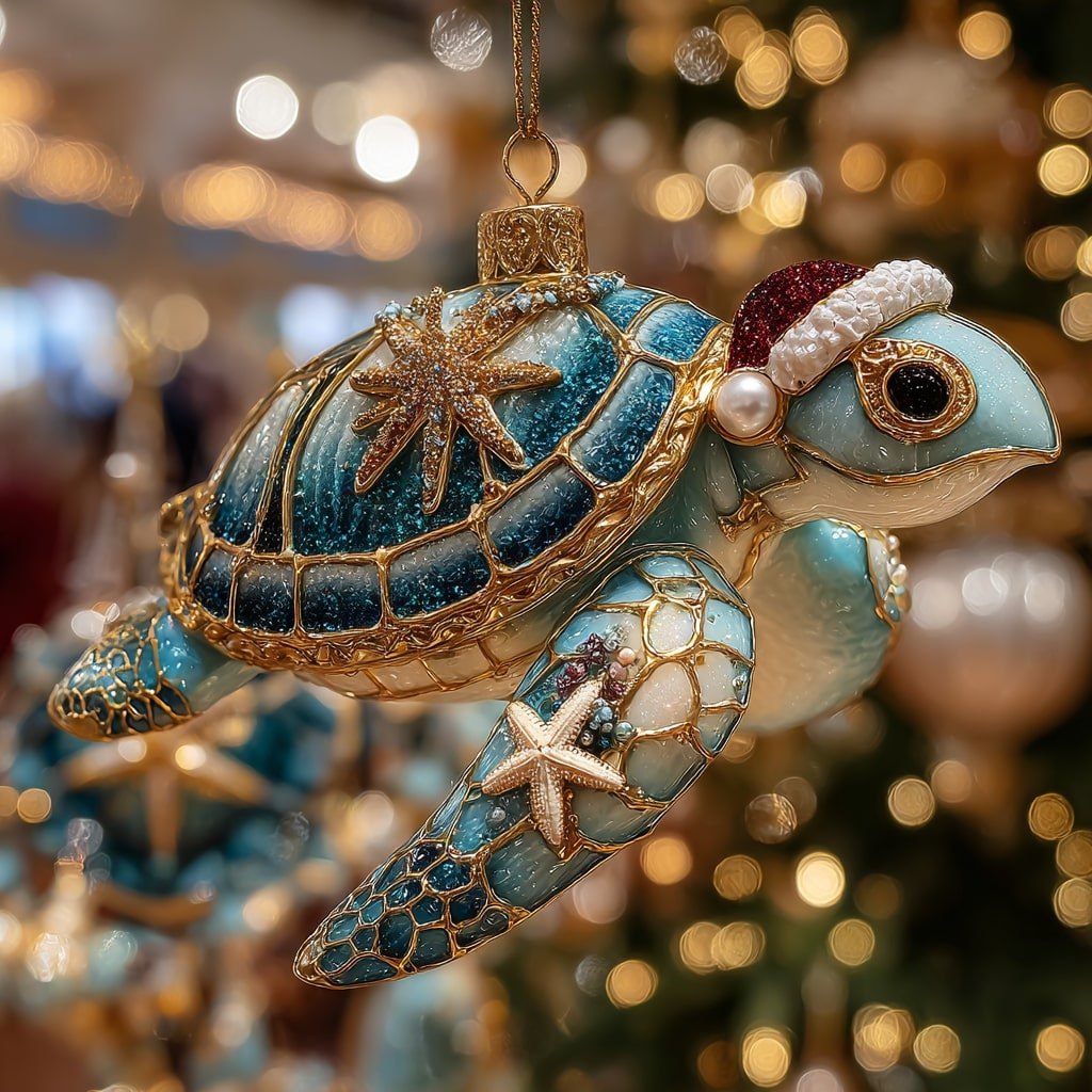 Turtle Claus Christmas Ornament