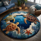 Turtle Charm Round Mat Rug - Cute Pet Design | Animal Printed Home Decor