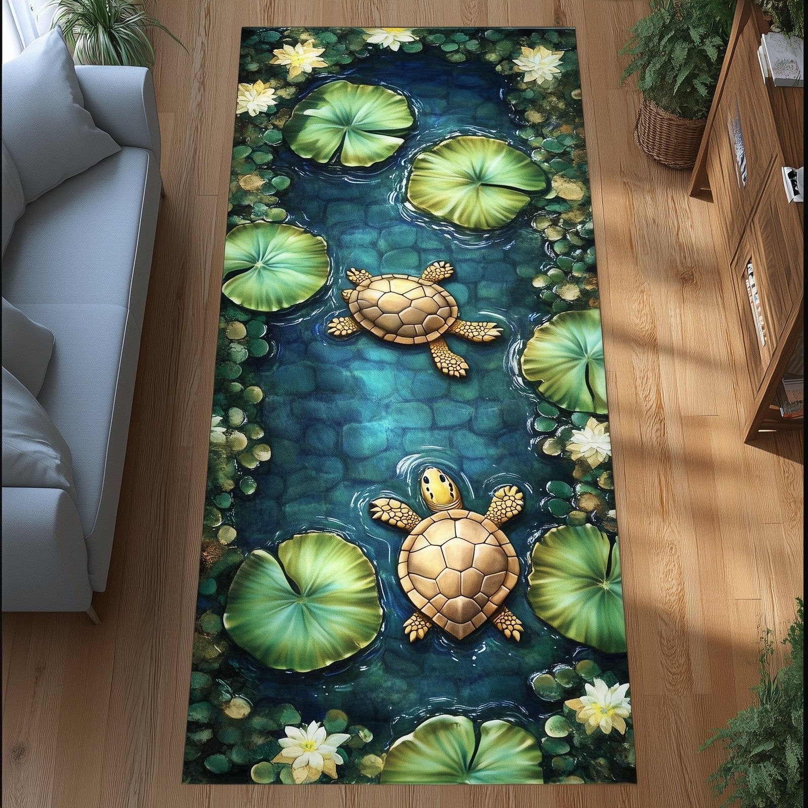 Turtle Charm Runner Rug - Cute Pet Design | Animal Printed Runner Rug