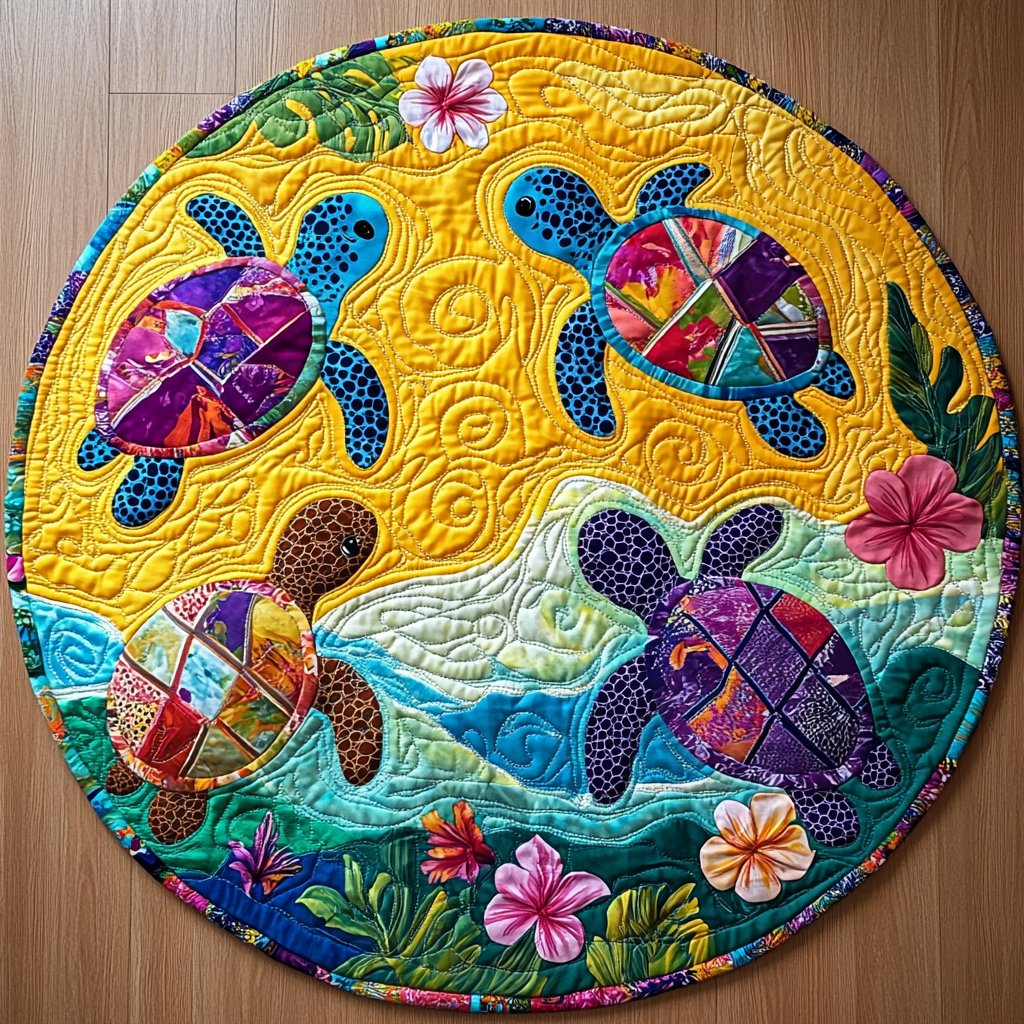 Turtle Comfort Round Mat Rug - Cute Pet Design | Animal Printed Home Decor