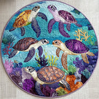 Turtle Comfort Round Mat Rug - washable non-slip printed rug