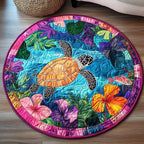 Turtle Dream Round Mat Rug - washable non-slip printed rug