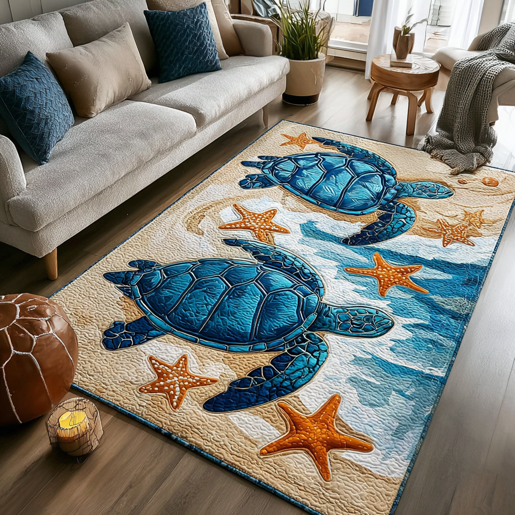 Turtle Dreams area rug in a living room