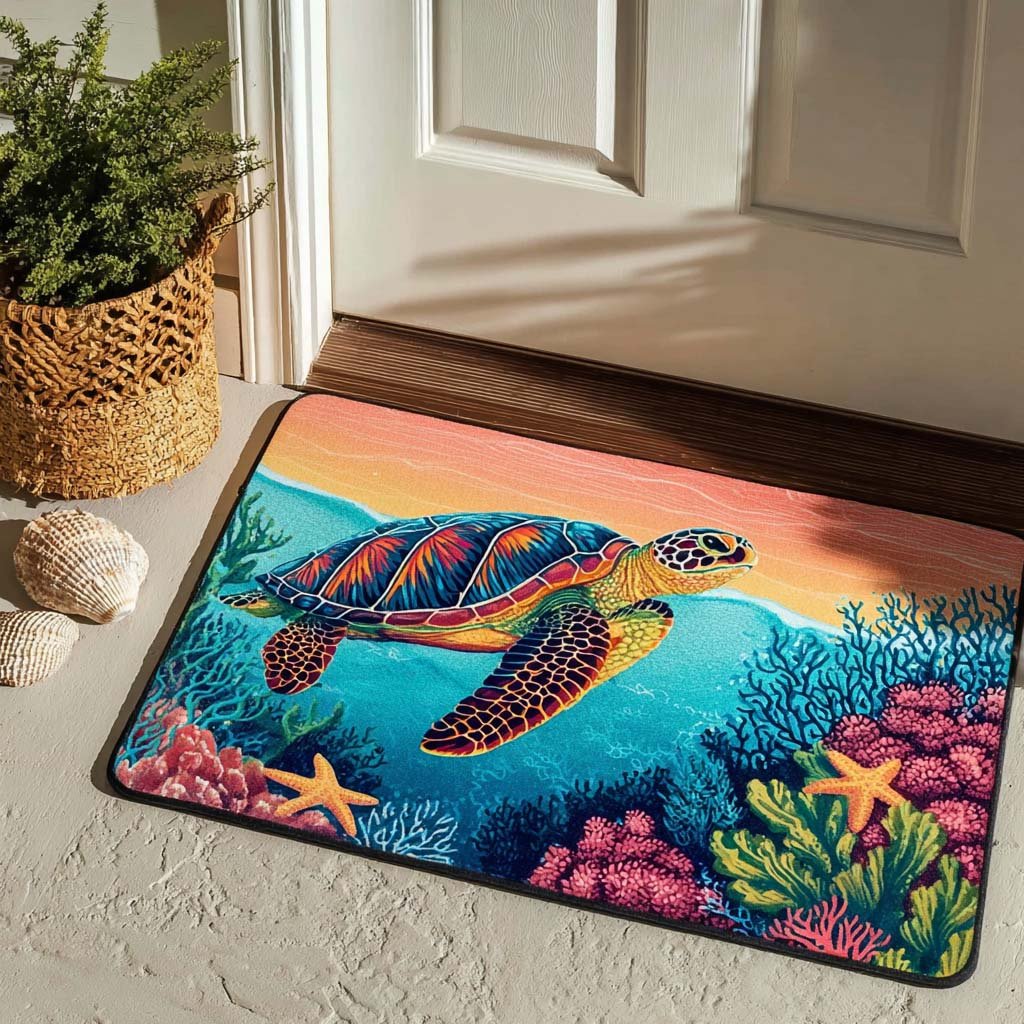 Turtle Drift Doormat - Cute Animal Design | Printed Welcome Doormat