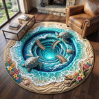 Turtle Drift Round Mat Rug - Cute Pet Design | Animal Printed Home Decor