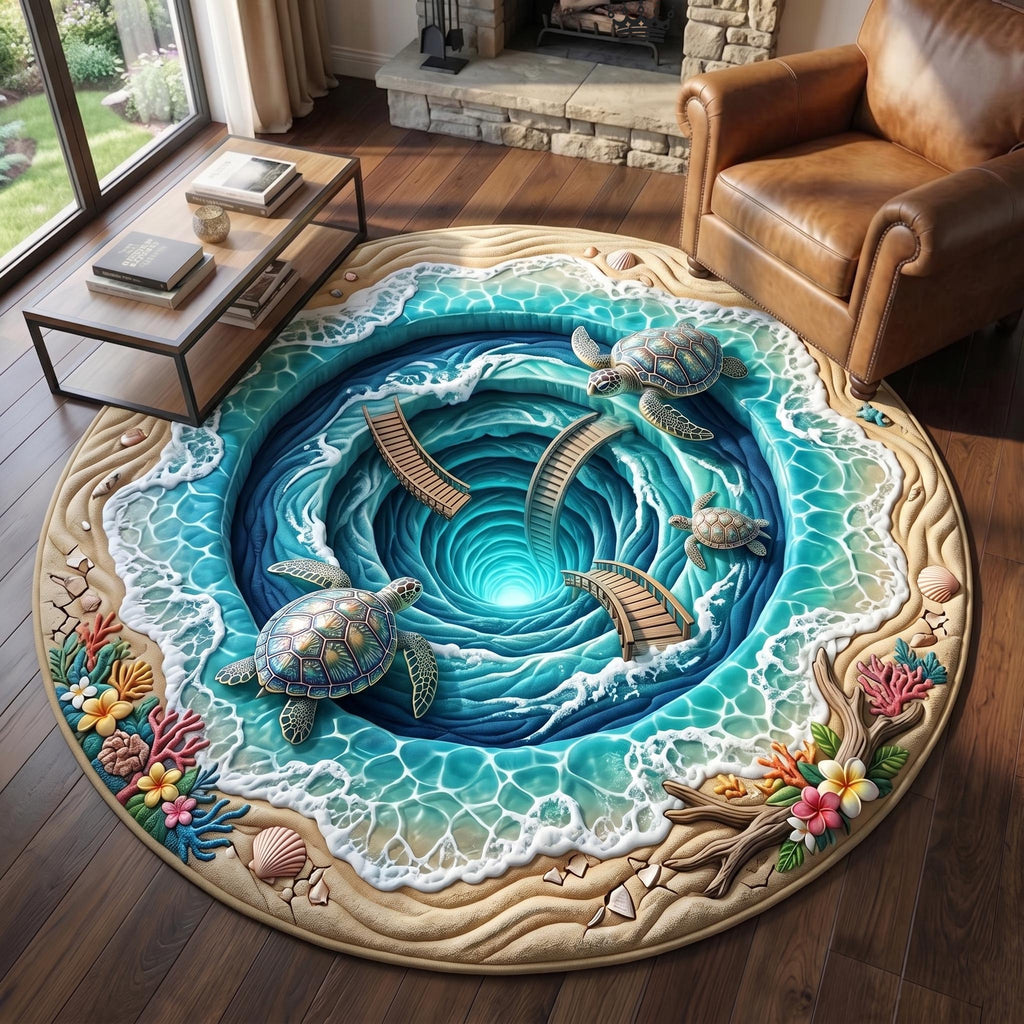 Turtle Drift Round Mat Rug