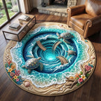 Turtle Drift Round Mat Rug