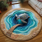 Turtle Drift Round Mat Rug - washable non-slip printed rug