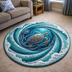 Turtle Drift Round Mat Rug - washable non-slip printed rug