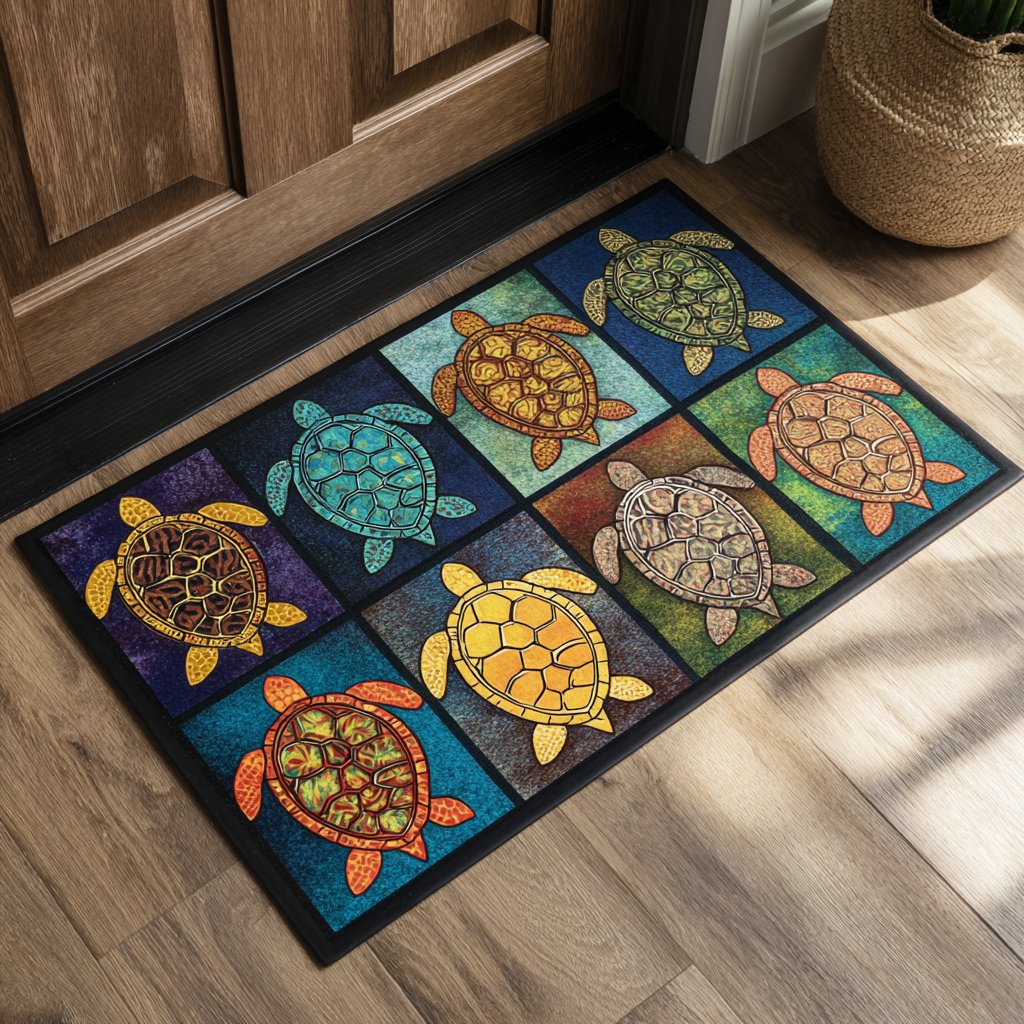 Turtle Glow Doormat - Cute Animal Design | Printed Welcome Doormat