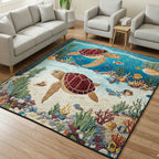 Turtle Harmony area rug in a living room