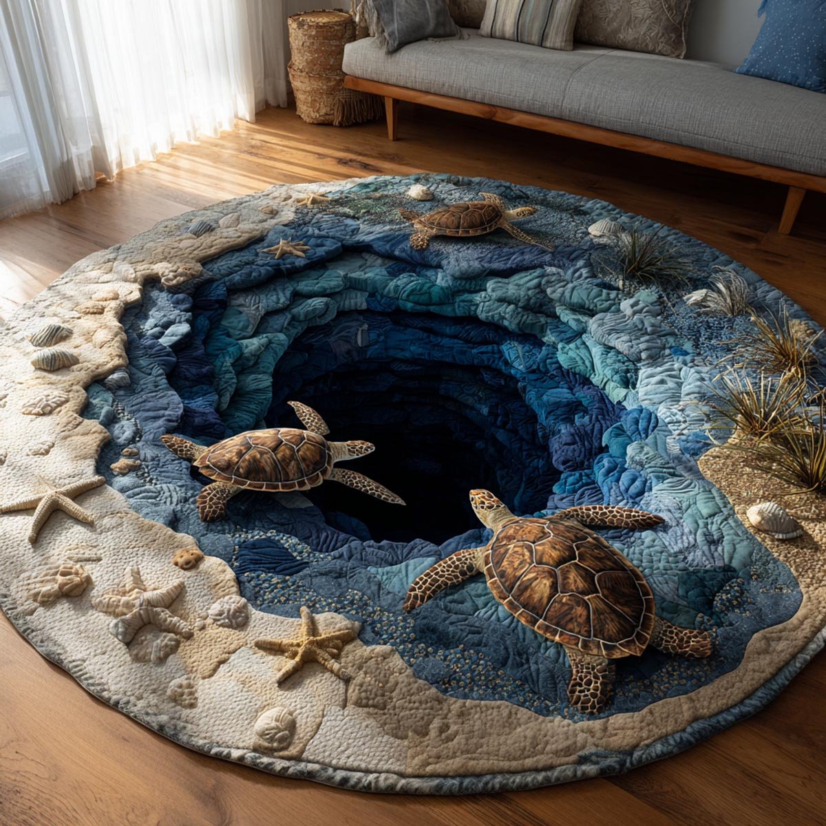 Turtle Haven Round Mat Rug - Cute Pet Design | Animal Printed Home Decor