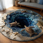 Turtle Haven Round Mat Rug - Cute Pet Design | Animal Printed Home Decor