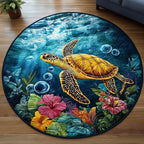 Turtle Haven Round Mat Rug - Cute Pet Design | Animal Printed Home Decor