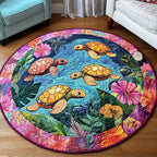 Turtle Haven Round Mat Rug - Cute Pet Design | Animal Printed Home Decor
