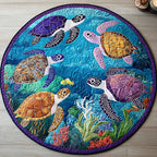 Turtle Haven Round Mat Rug - Cute Pet Design | Animal Printed Home Decor