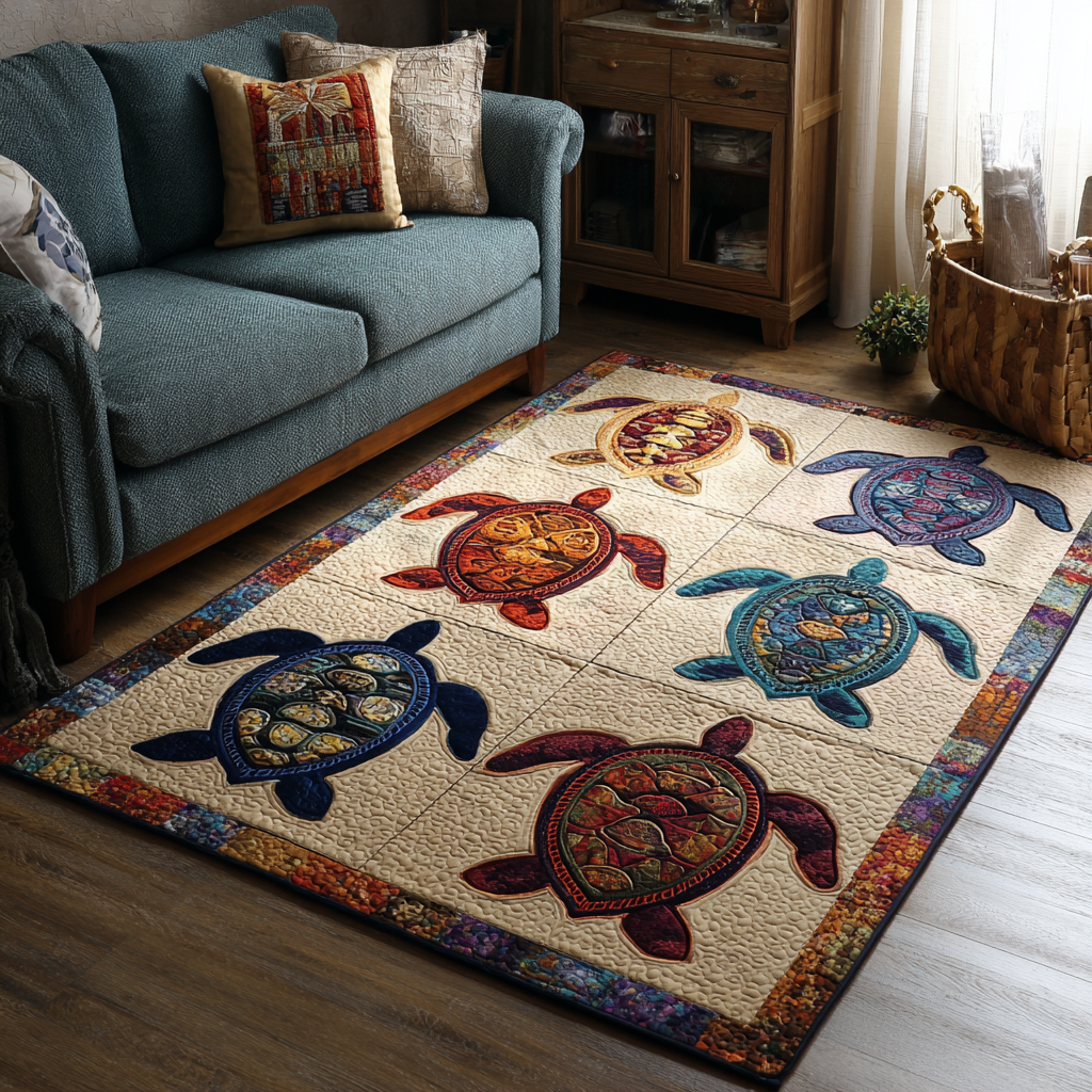 Turtle Horizon area rug in a living room
