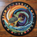 Turtle Journey Round Mat Rug - Cute Pet Design | Animal Printed Home Decor