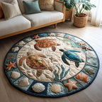 Turtle Journey Round Mat Rug - Cute Pet Design | Animal Printed Home Decor